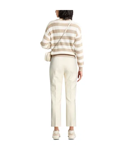Max Mara Solid Color Stretch Bootcut Pants In White