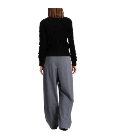 Sportmax Solid Long Sleeve Knit Top In Black