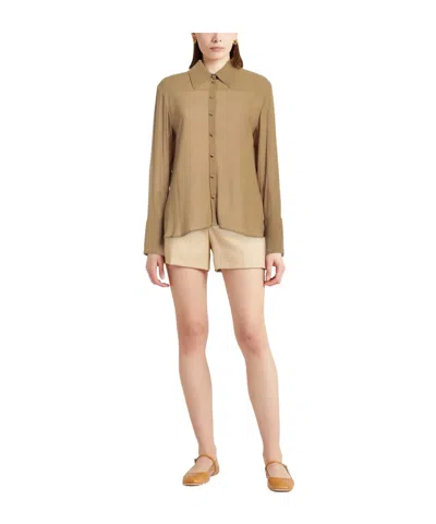 Tory Burch Solid Colour Shirts In Brown