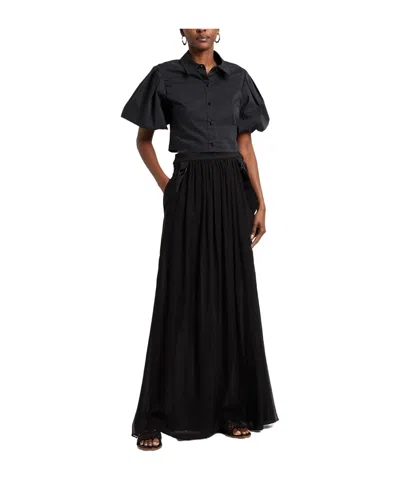 Max Mara Solid Color Flared Skirt In Black