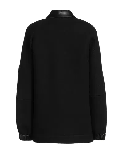 Max Mara Minimalist Wool Flight Jacket In Black