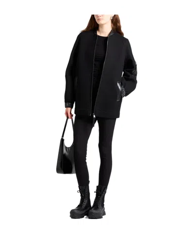Max Mara Minimalist Wool Flight Jacket In Black