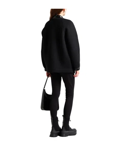 Max Mara Minimalist Wool Flight Jacket In Black