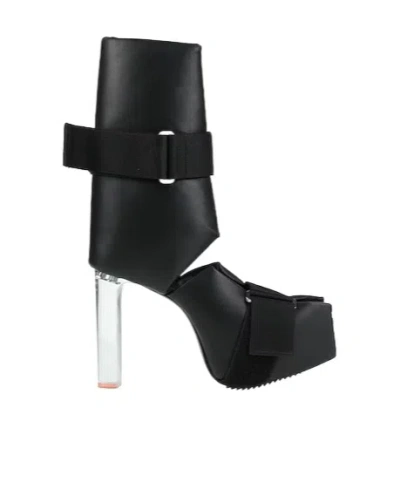 Rick Owens Stylish And Simple Platform Leather Boots In Black