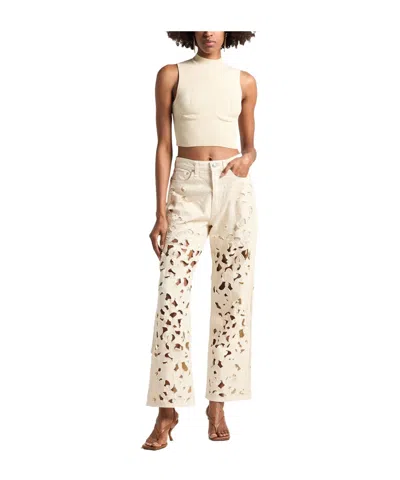 Rag & Bone Plain Colour Denim Trousers In White
