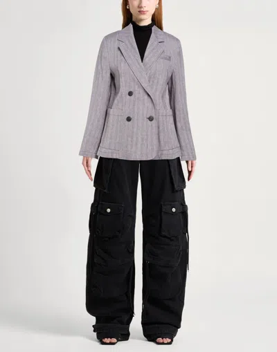 Maxco. Long-sleeve Double-breasted Blazer In Gray
