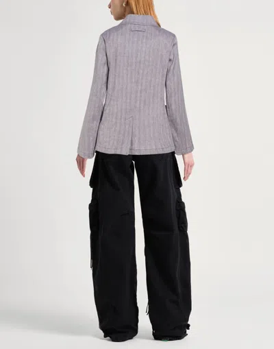 Maxco. Long-sleeve Double-breasted Blazer In Gray