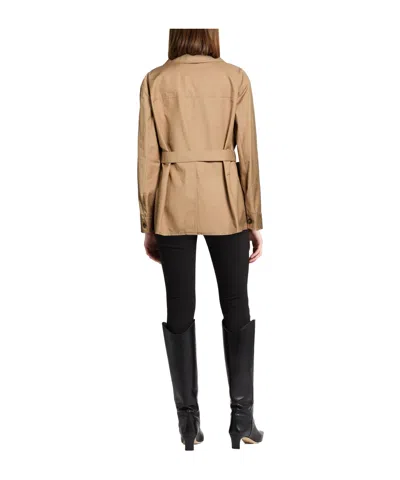 Max Mara Solid Color Twill Lapel Jacket In Nude