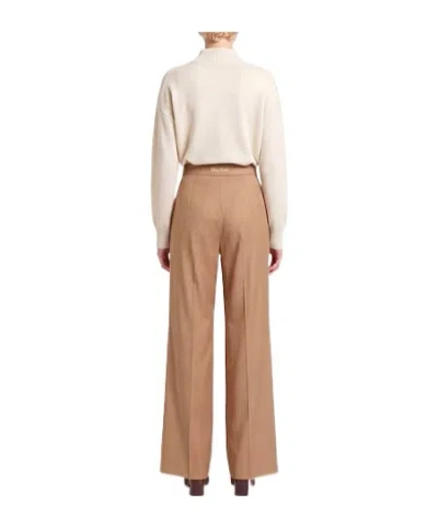 Max Mara Solid Flared Trousers In Brown