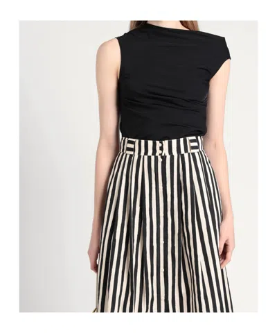 Maxco. Draped Neckline T-shirt In Black