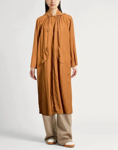 Maxco. Solid Color Hooded Coat In Brown