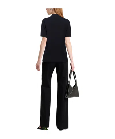 Max Mara Solid Lightweight Short Sleeve Knit Top In Blue