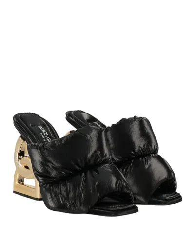 Dolce & Gabbana Dg Interlocking Quilted Leather Sandals In Black