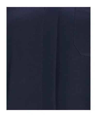 Max Mara Solid Color Stand Collar Shirt In Blue