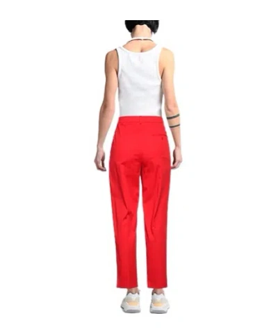 Max Mara Plain Solid Trousers In Red