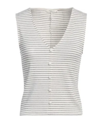Rag & Bone Striped Knitted Sleeveless Top In White