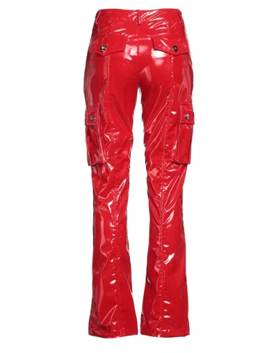 Dolce & Gabbana Glossy Polyester Cargo Boot Cut Cargo Pants In Red