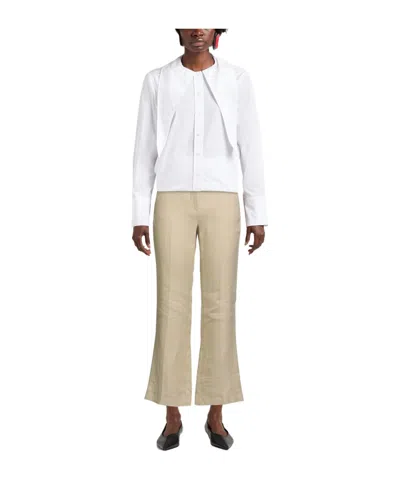 Weekend Max Mara Solid Color Versatile Minimalist Flared Casual Trousers In Neutral