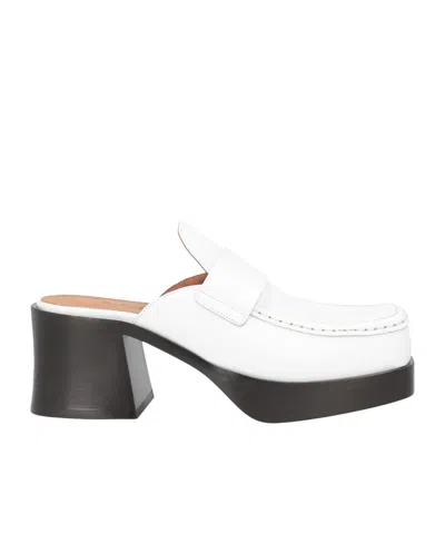 Marni Leather Platform Mules In White