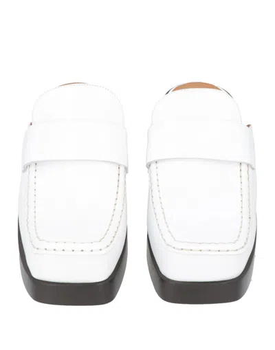 Marni Leather Platform Mules In White