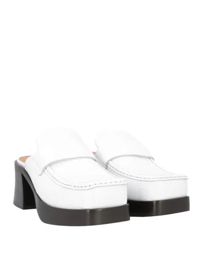Marni Leather Platform Mules In White