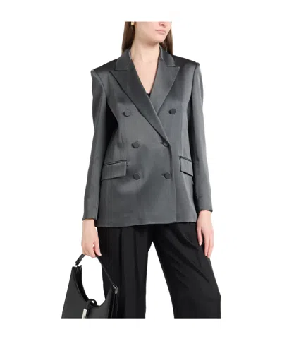 Max Mara Satin Blazer In Gray
