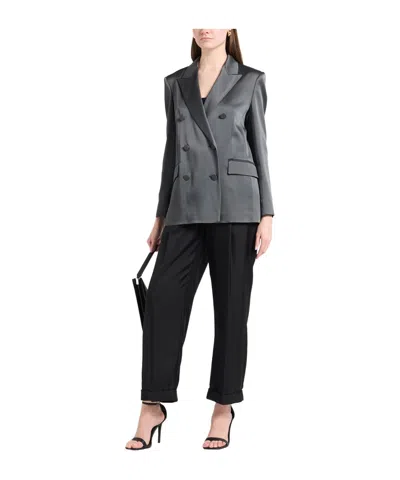 Max Mara Satin Blazer In Gray