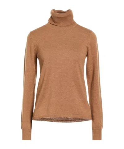Max Mara Saluto Virgin Wool Turtleneck Sweater In Brown