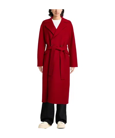 Max Mara Double Breasted Pea Coat In Red