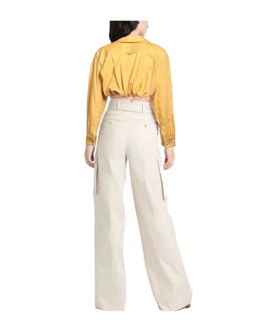 Jacquemus La Chemise Machou Yellow Bolero Shirt In Cotton Blend Woman In Yellow