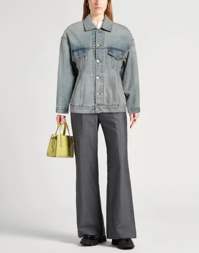 Balenciaga Light Blue Vintage-effect Denim Jacket Women In Blue