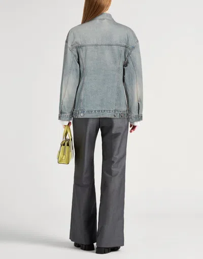 Balenciaga Light Blue Vintage-effect Denim Jacket Women In Blue