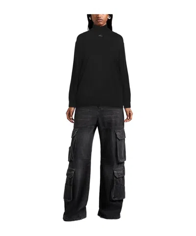 Diesel Solid Color Polo Necks In Black