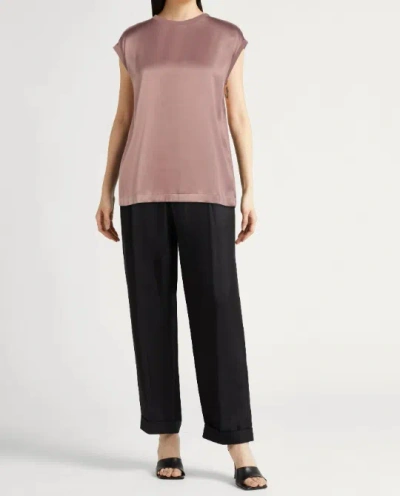Brunello Cucinelli Solid Stretch Satin Top In Pink
