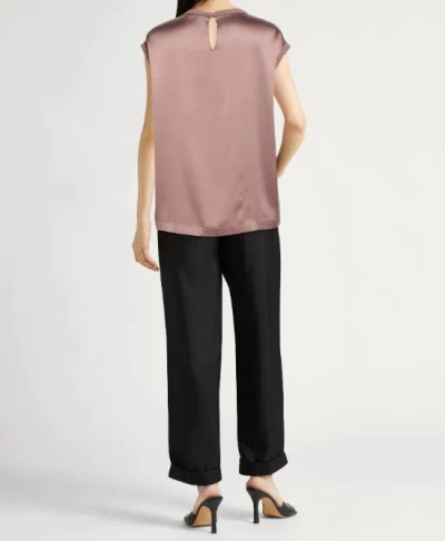 Brunello Cucinelli Solid Stretch Satin Top In Pink