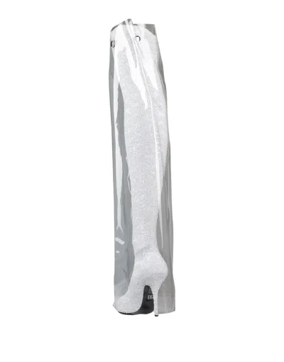Dolce & Gabbana Sequin Embellished Stiletto Boot In Gray