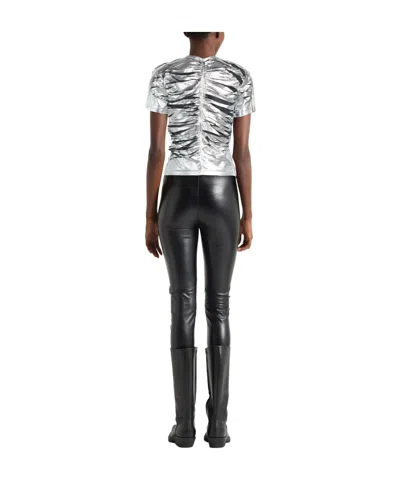 Diesel Solid-color Metallic Luster T-shirt In Silver