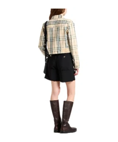 Burberry Cropped Checkered Jacket For In Neutral
