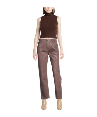 Dolce & Gabbana Solid Denim Trousers In Brown