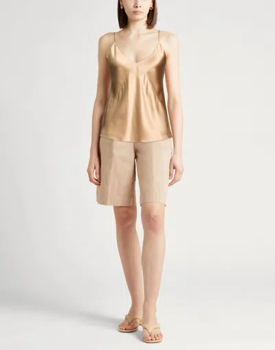 Max Mara Solid Satin Cami Top In Gold