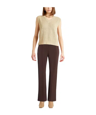 Max Mara Comfortable Solid-color Stretch Flared Pants In Brown