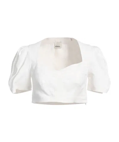 Isabel Marant Solid Cropped Top In White