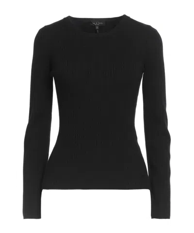 Rag & Bone Solid Color Long-sleeve Knit Top In Black