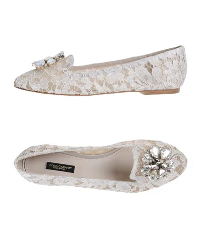 Dolce & Gabbana Round Toe Loafers In White
