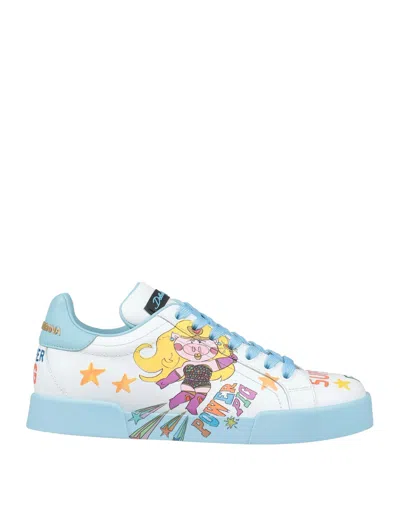 Dolce & Gabbana Printed Sneakers In Blue