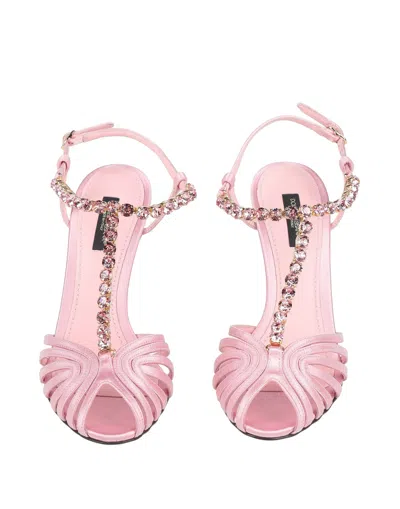 Dolce & Gabbana Solid Color Sandals In Pink