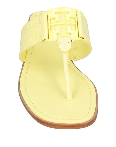 Tory Burch Woman Thong Sandal Pastel Yellow Size 8 Leather In Yellow