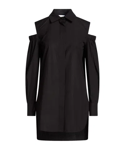 Max Mara Off-shoulder Long Sleeve Solid Shirt In Black