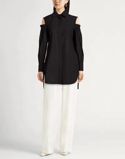 Max Mara Off-shoulder Long Sleeve Solid Shirt In Black
