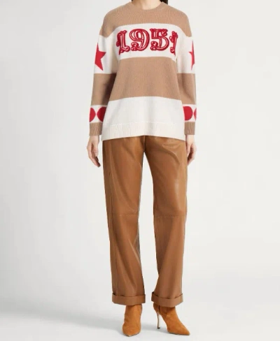Max Mara Oversized Wool And Cashmere Striped Jacquard Sweater In Brown